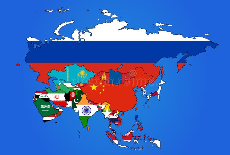 Asia Map With Country Flags