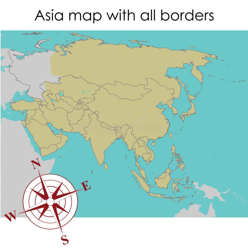 complete map of asia with all borders and countries