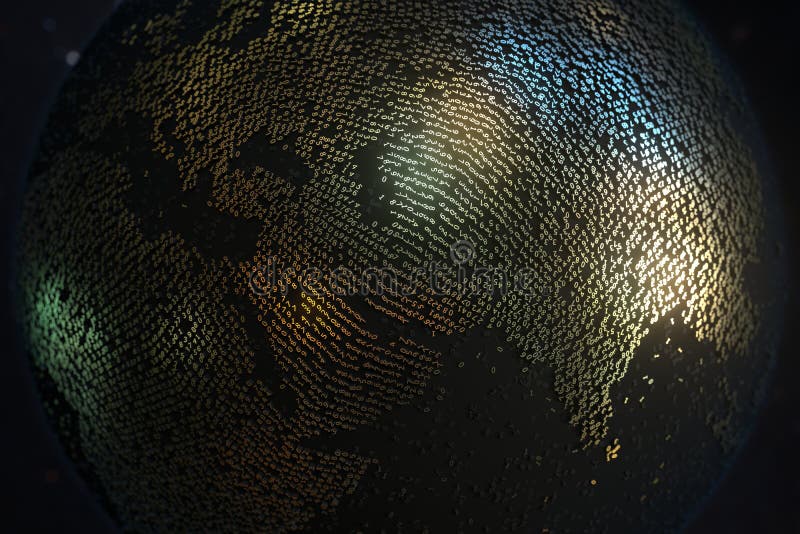 Asia and Middle East Regions Made of Gold Numbers on the Earth Globe 