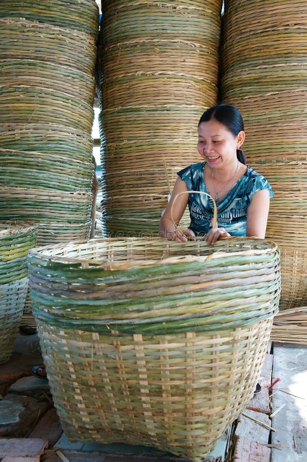 Asia Trade Village, Bamboo Basket, Mekong Delta Editorial Photo - Image ...