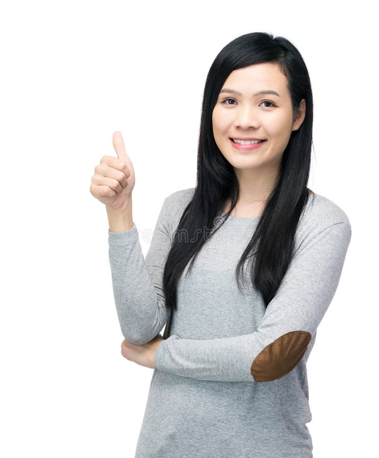 Asia woman thumb up stock photo. Image of modern, asia - 40595428