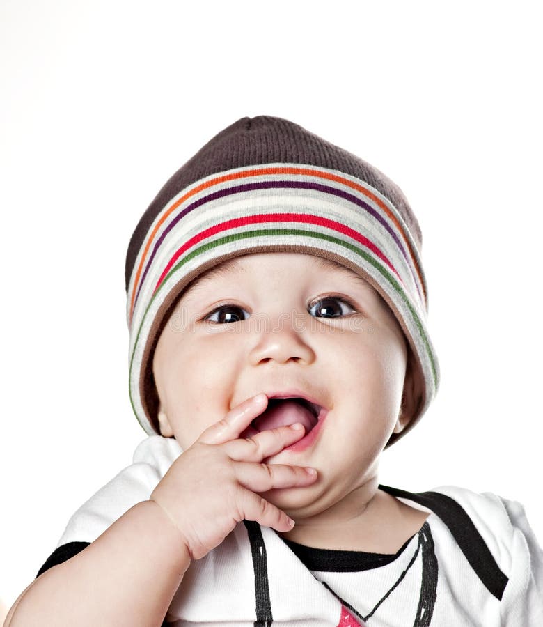 Asian baby boy in a cap