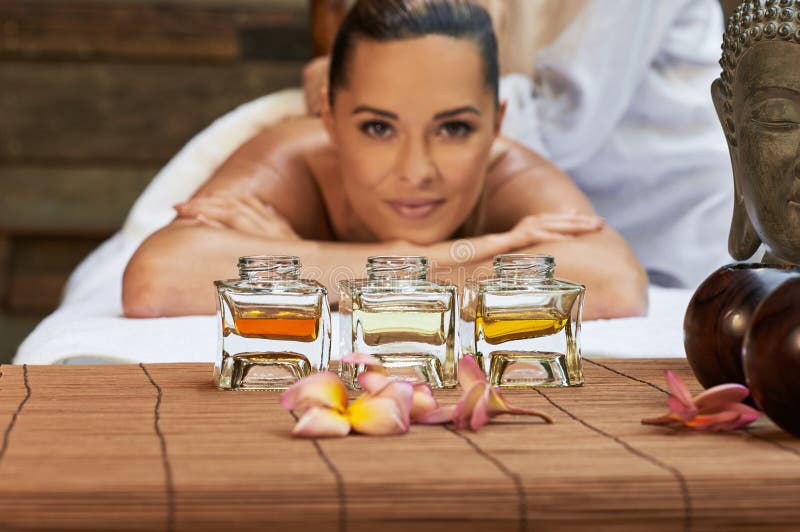 Asian Back Massage Theraphy Spa Hot Stone Stock Photo Image of medium