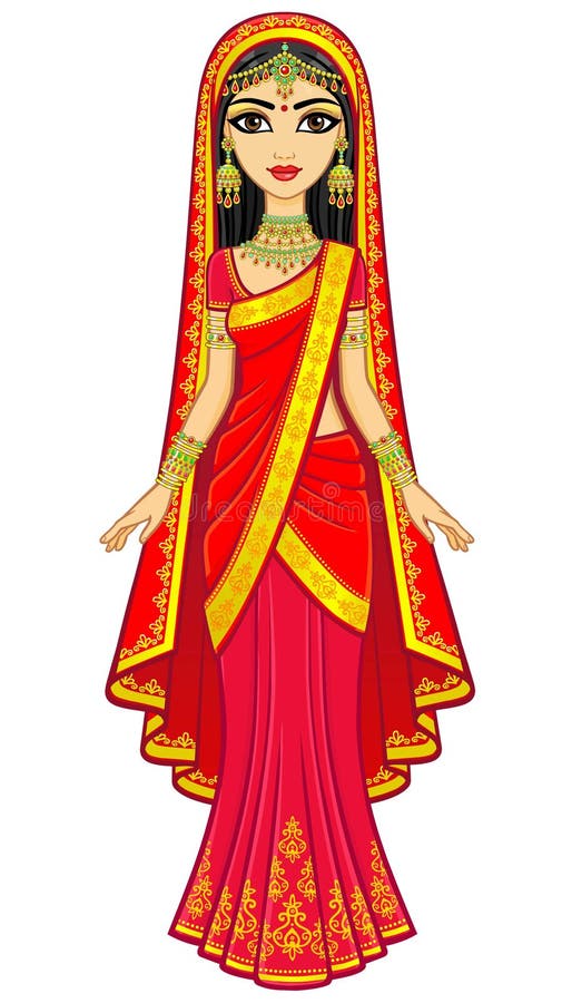 Asian Beauty. Animation Portrait of the Young Indian Girl in Traditional Clothes. Fairy Tale Princess Stock Vector - Illustration of doll, clothes: 124398771 Asian Beauty. Animation Portrait of the Young Indian Girl in Traditional Clothes. Fairy Tale Princess Stock Vector - Illustration of doll, clothes: 124398771