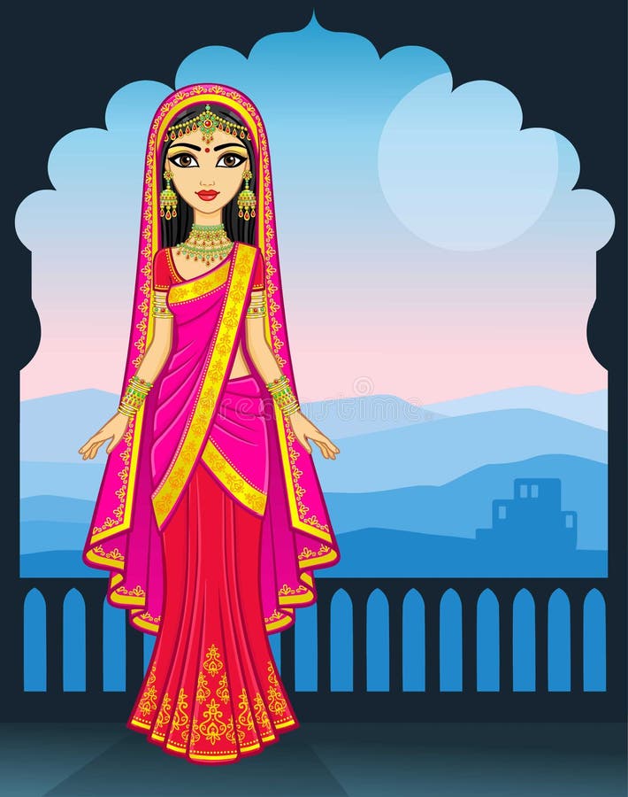 Asian Beauty. Animation Indian Family in Traditional Clothes Stock Vector - Illustration of ancient, dress: 124950358 Asian Beauty. Animation Indian Family in Traditional Clothes Stock Vector - Illustration of ancient, dress: 124950358