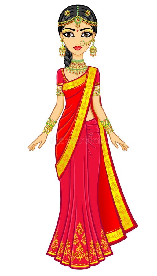 Anime Girl Drawing - Traditional Indian Dress : r/AnimeART