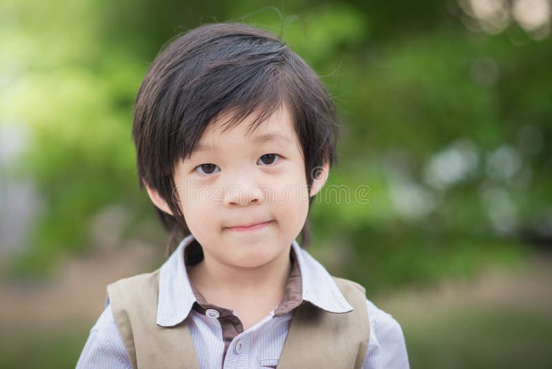 Asian Boy Smiling and Looking at Camera Portrait Stock Photo Image of