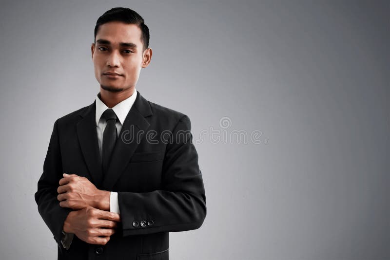 Asian business man wear black suit