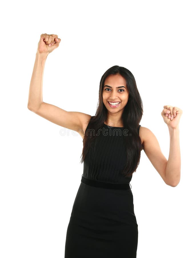 Asian business woman celebrating a triumph