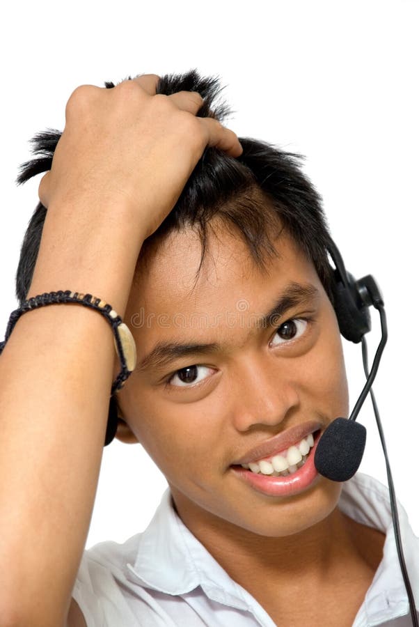 Asian callcenter agent portrait royalty free stock photo