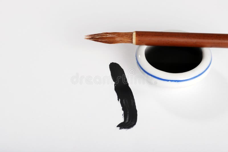 Asian Calligraphy Brush on Ink Pot Stock Photo Image of drawing