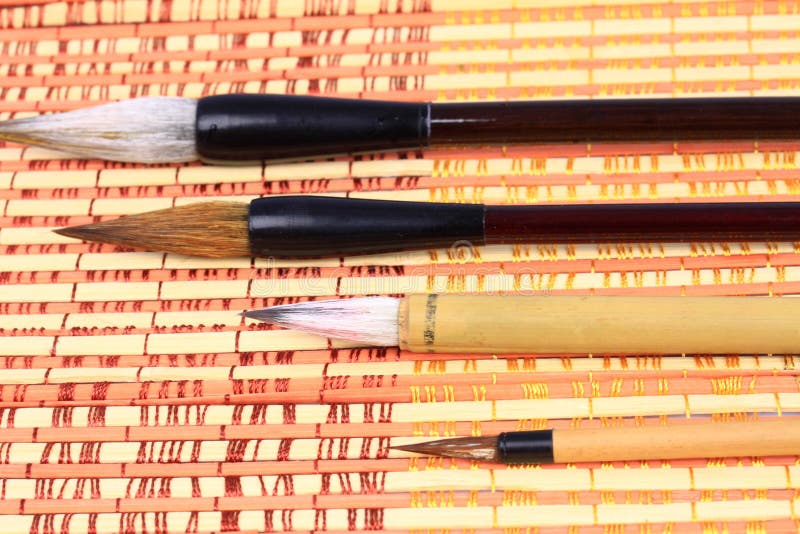 Asian calligraphy brushes stock photo. Image of classic 12436598