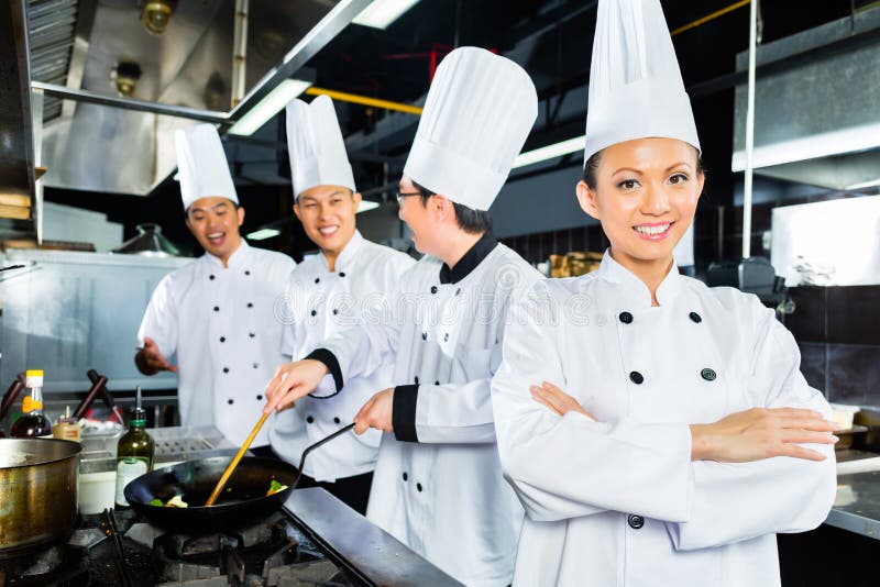 Asian Chefs In Hotel Restaurant Kitchen Stock Image  Image: 43705669