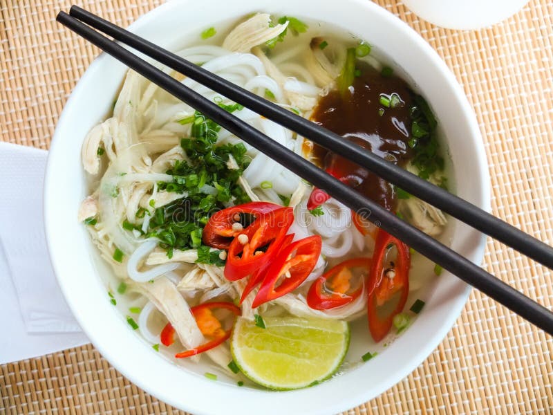 Pho Bo , Vietnamese Rice Noodle Soup with Sliced R Stock Photo Image
