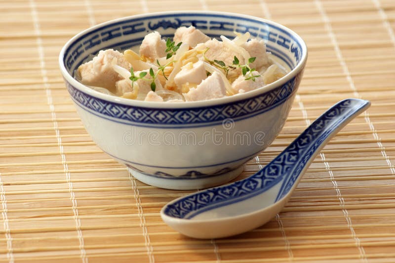 Asian Chicken Soup with Organic Vegetables Stock Image Image of