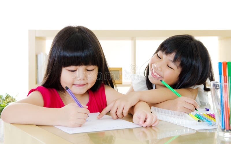 Asian Children Drawing