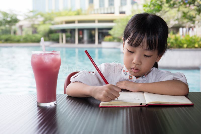 Asian Chinese Little Girl Doing Homework Stock Image Image Of Leisure