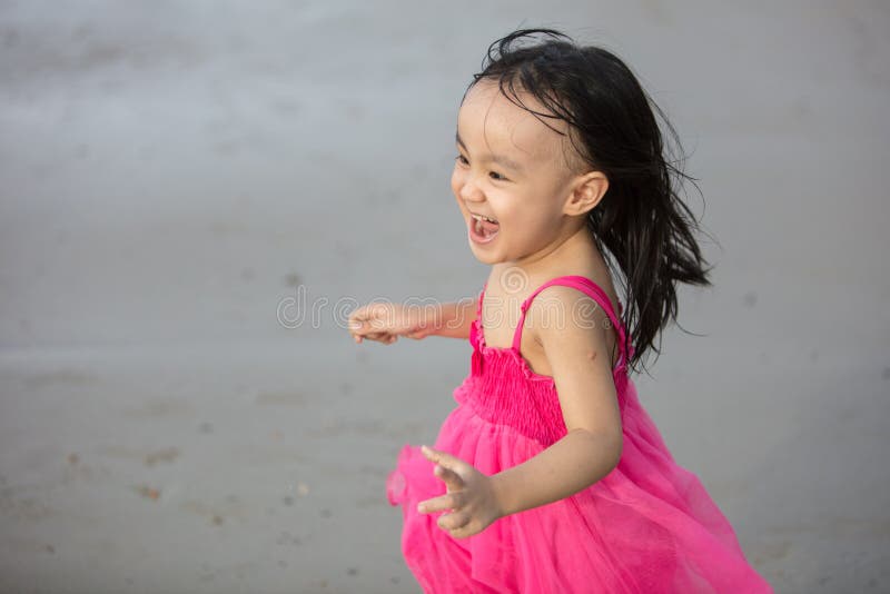 Asian Chinese Little Girl Having Fun Stock Image - Image of happy ...