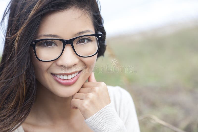 Beautiful Asian Girl Glasses Stock Photos Free Royalty Free