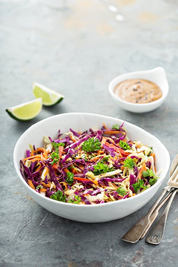 Asian Cole Slaw with Peanut Butter Dressing Stock Image Image of meal