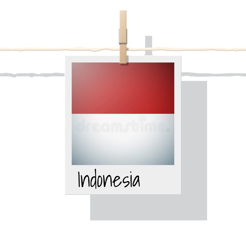 Asian country flag collection with photo of Indonesia flag on white background vector illustration Asian country flag collection with photo of Indonesia flag on white background vector illustration
