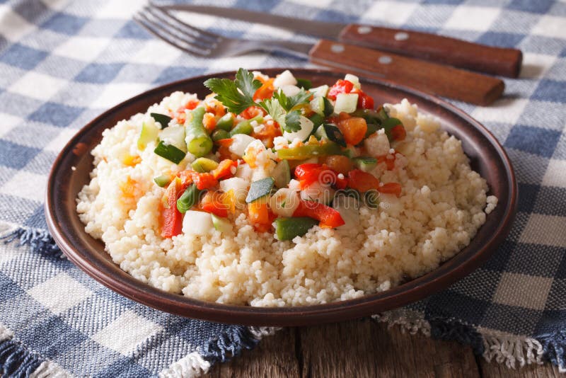 Asian Couscous with Vegetables Close-up. Horizontal Stock Photo - Image ...