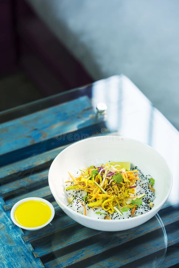 Asian Curry Vegetable Cold Rice Noodle Salad Stock Image Image of