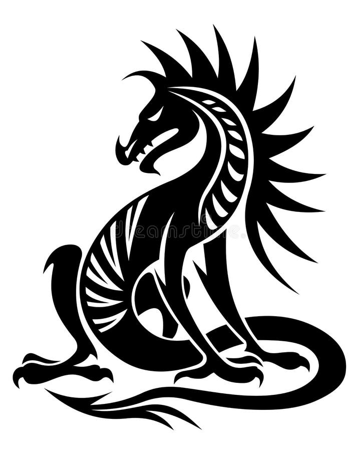 Two-headed Dragon tattoos stock illustration. Illustration of dragons ...