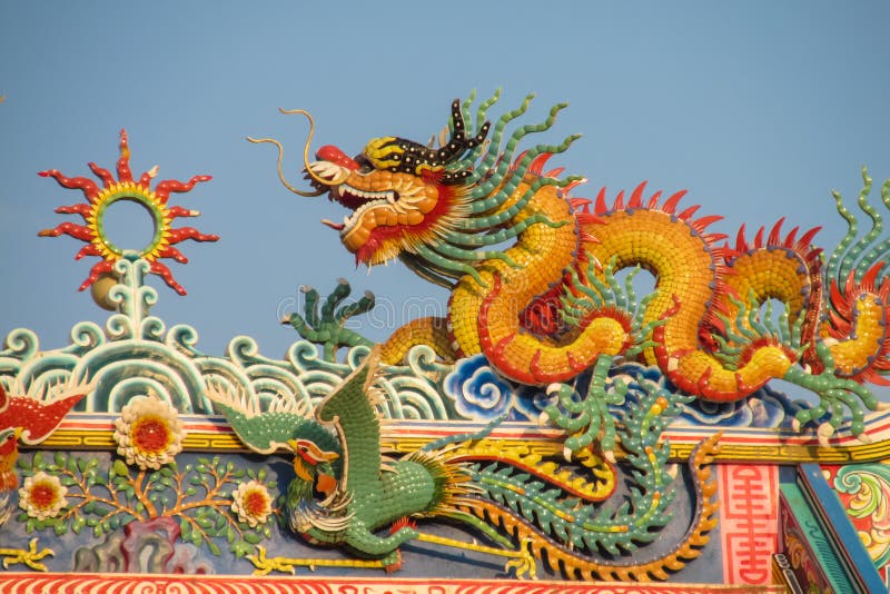 Asian dragon in the chinese temple