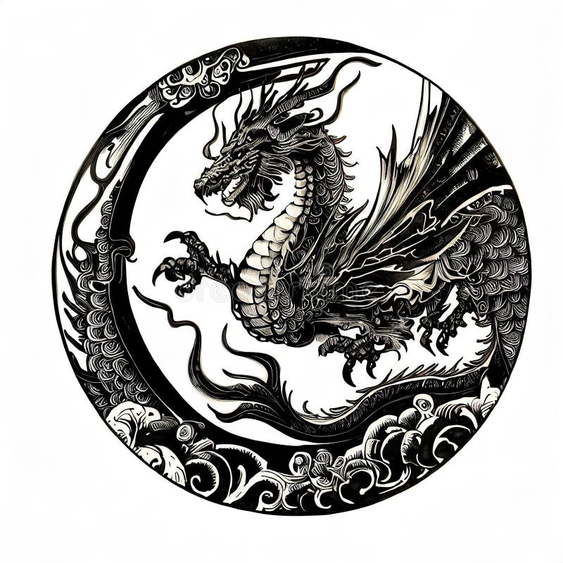 asian dragon on white background with Generative AI