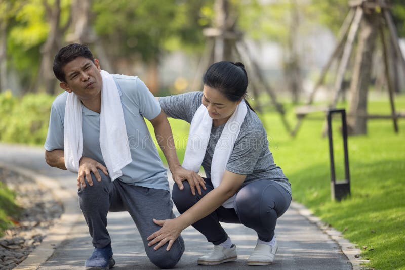 Asian Elderly or Senior Man Accident Falling Down on Floor in the Park ...