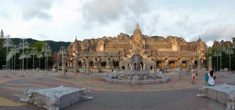 Asian elephant temple panorama