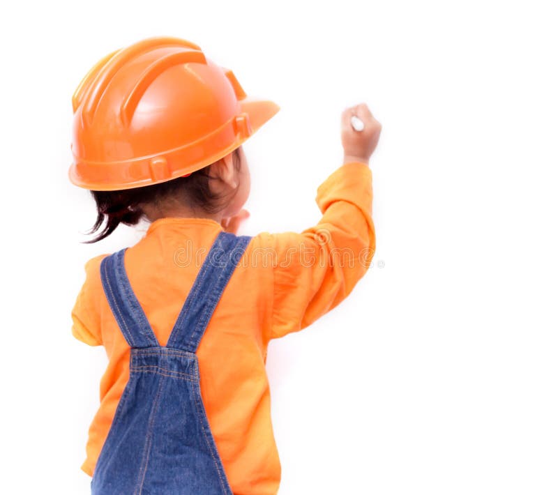 Asian Engineer Baby Girl Writing Something Stock Photos Free