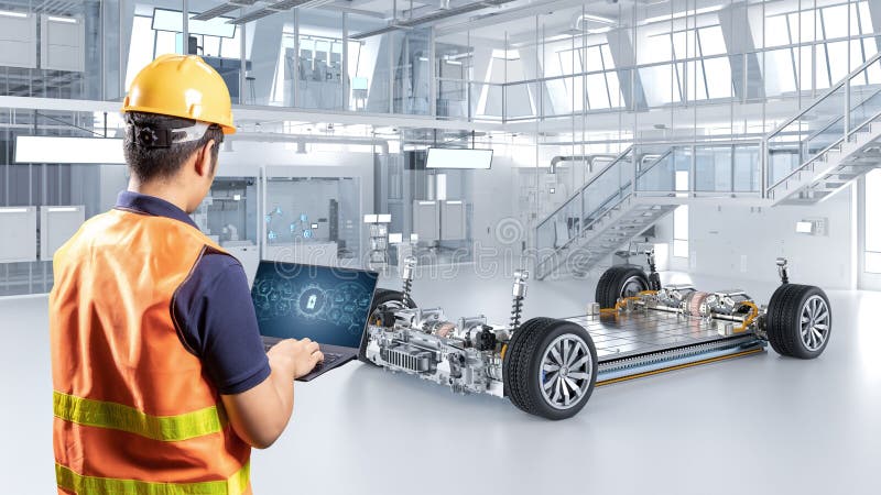 Asian engineer or technician work with ev car battery cells module in laboratory. Development ev stock images, royalty-free photos and pictures