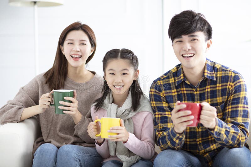 Asian family with daughter at home royalty free stock photography Asian family with daughter at home royalty free stock photography