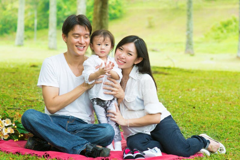 Asian family outdoor picnic royalty free stock image Asian family outdoor picnic royalty free stock image