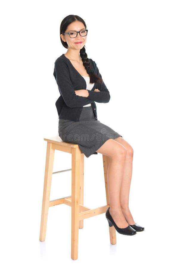 Asian Female Sitting On A Chair Stock Image Image Of Lady Full