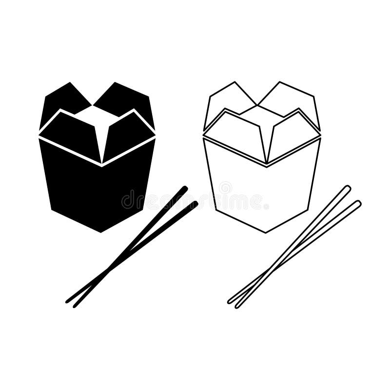 Asian food box and chopsticks icon.