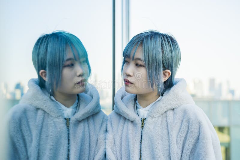 Blue Hair Asian Boy Stock Photos and Images - wide 9