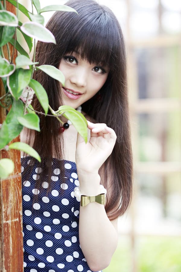 Asian girl in the garden