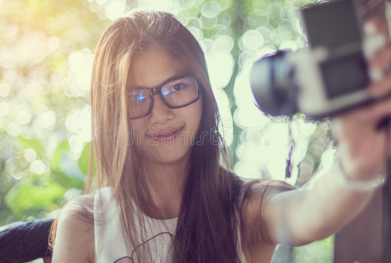 Teen Girls With Glasses Selfie