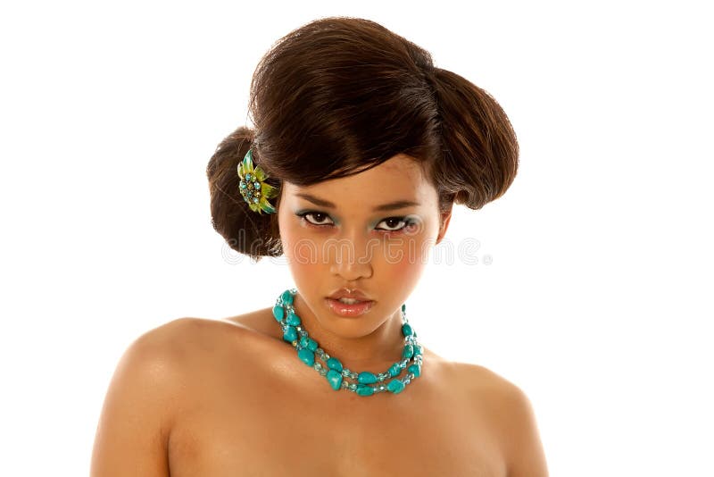 Asian girl with hairdo and makeup stock photography