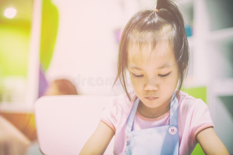 Asian Girl Is Learning Art In Classroom Stock Image Image Of Female 