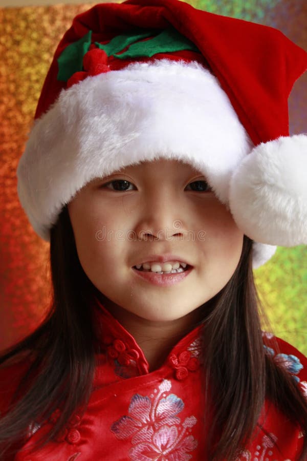 Asian Girl with Santa Hat