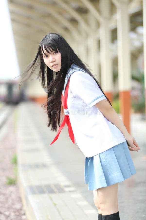 Asian school girl stock photo. Image of book, person - 136994192