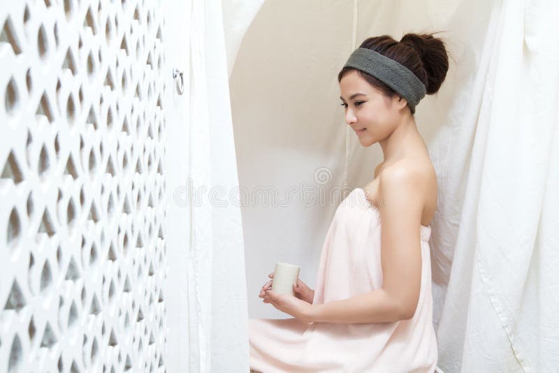 Asian girl in spa royalty free stock image