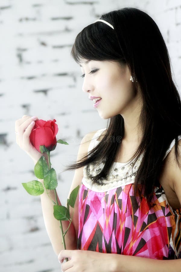 Asian girls and roses.
