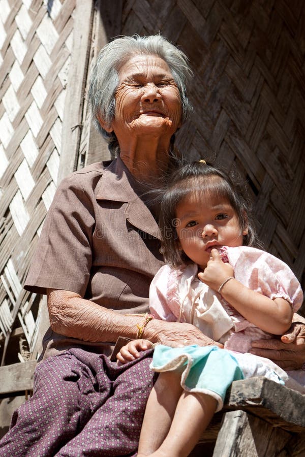 Asian grandmother with granddaughter