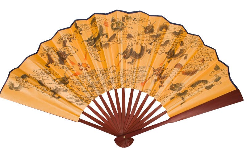 Asian hand fan with dragons