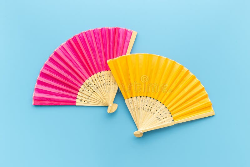 Asian hand fan made of bamboo and paper